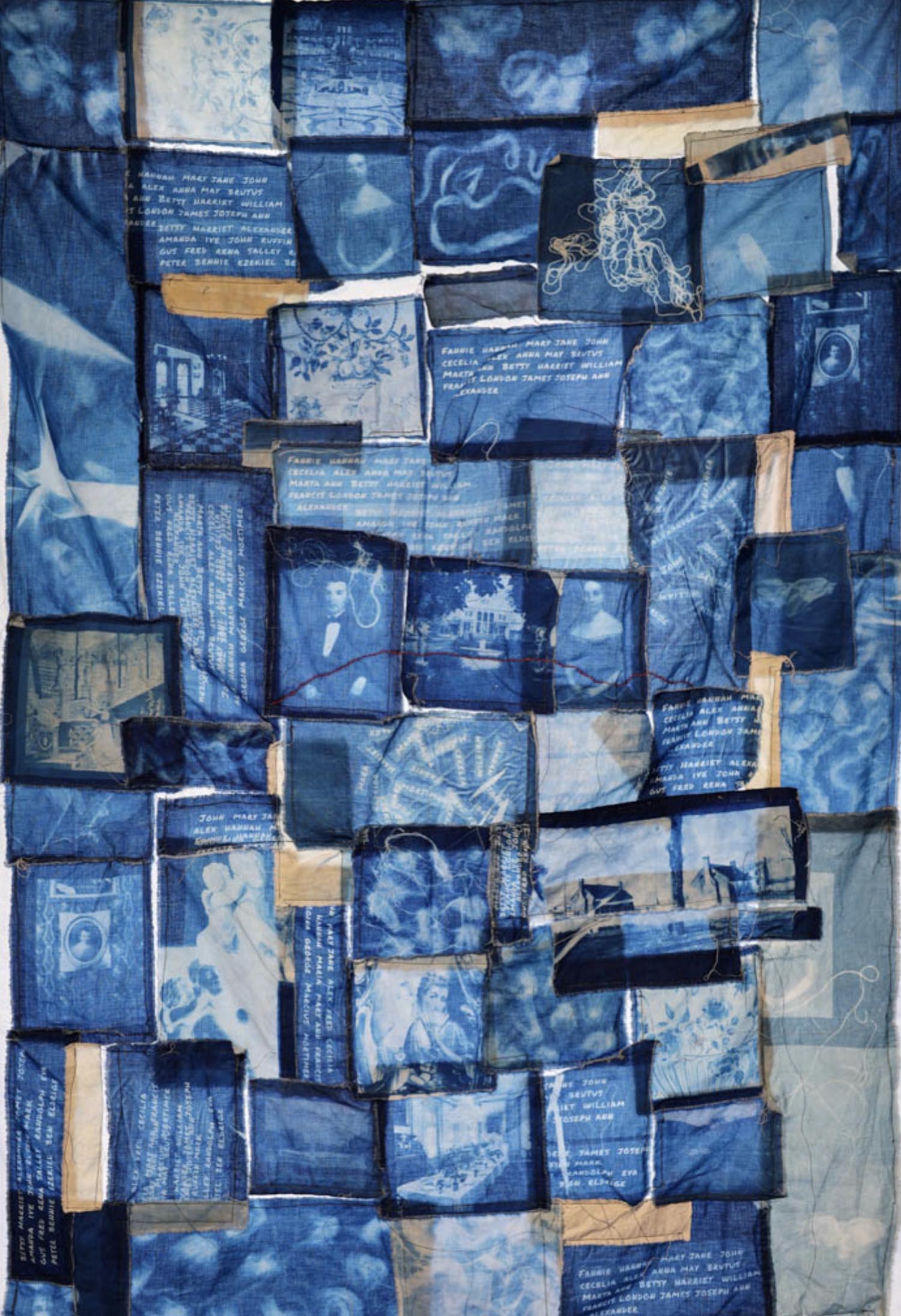 Grid of blue fabric
